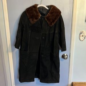 Vintage Avanti brown leather, suede & Brazilian antelope pea coat